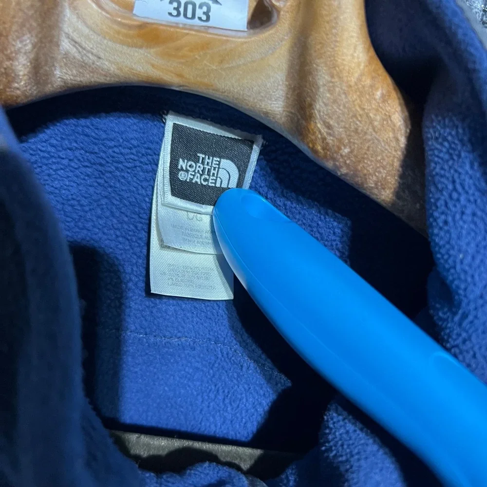 The North Face Fleece Jacket Mens Large Blue Grey Full Zip Denali Sty Mock Neck